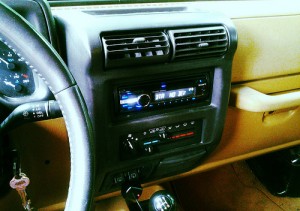 Jeep Wrangler Dashboard With Sony Bluetooth Receiver