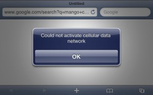 No Cellular Data Network
