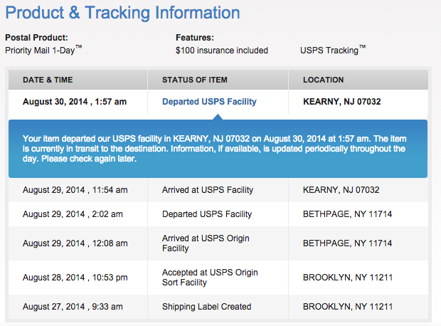 USPS Delivery Tracking